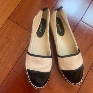 Topshop espadrilles Flats Canvas Leather Sz 38
